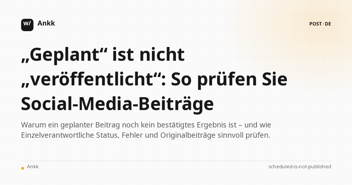 Ablauf von Planung und Warteschlange bis zur überprüften Veröffentlichung in sozialen Netzwerken.