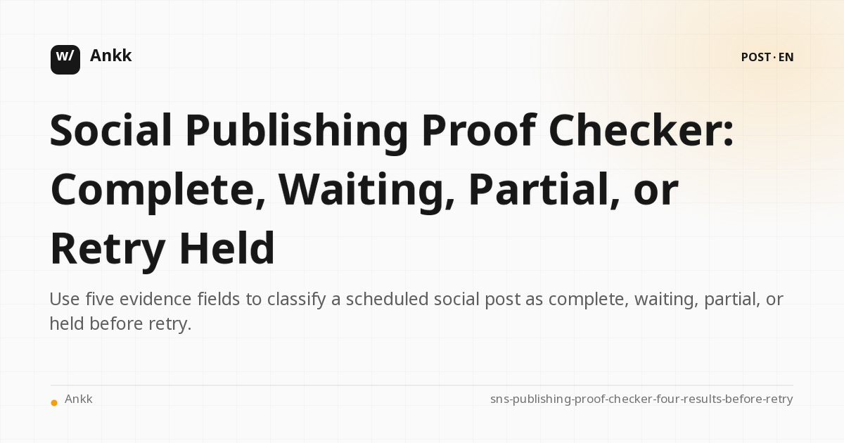 Five fields of social publishing evidence and partial publishing retry pending decision table waiting for completion