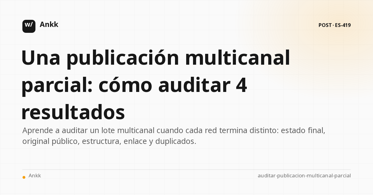 Matriz de auditoría de cuatro resultados parciales de publicación multicanal