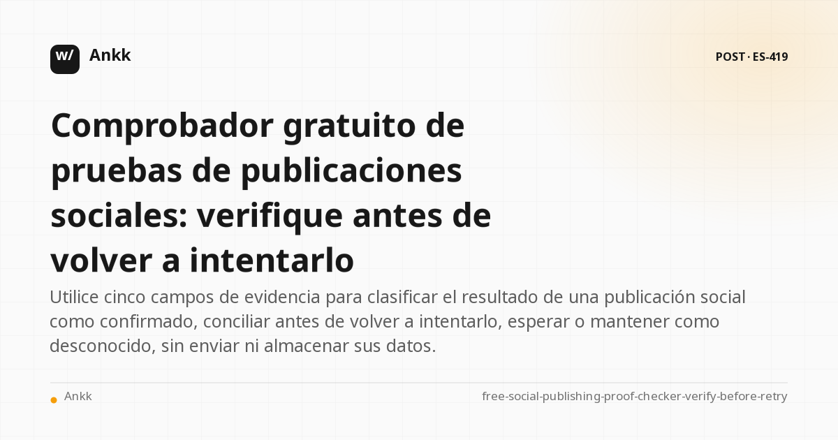 Comprobador de pruebas de publicación social gratuito con cuatro decisiones de reintento basadas en evidencia