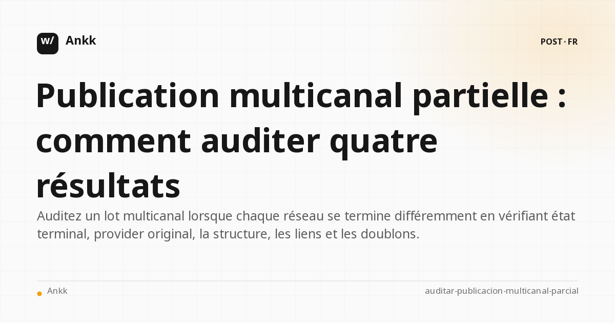 Matrice d'audit de quatre résultats partiels de la publication multicanal