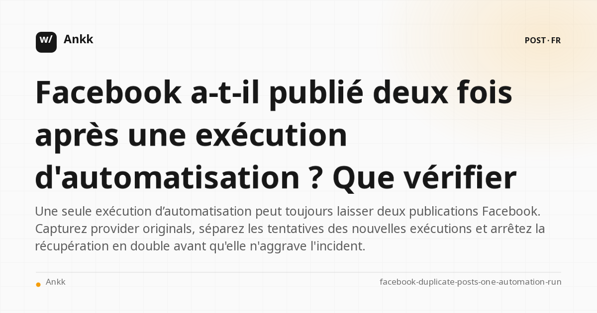 Grand livre de preuves comparant une exécution d'automatisation avec deux publications du fournisseur Facebook