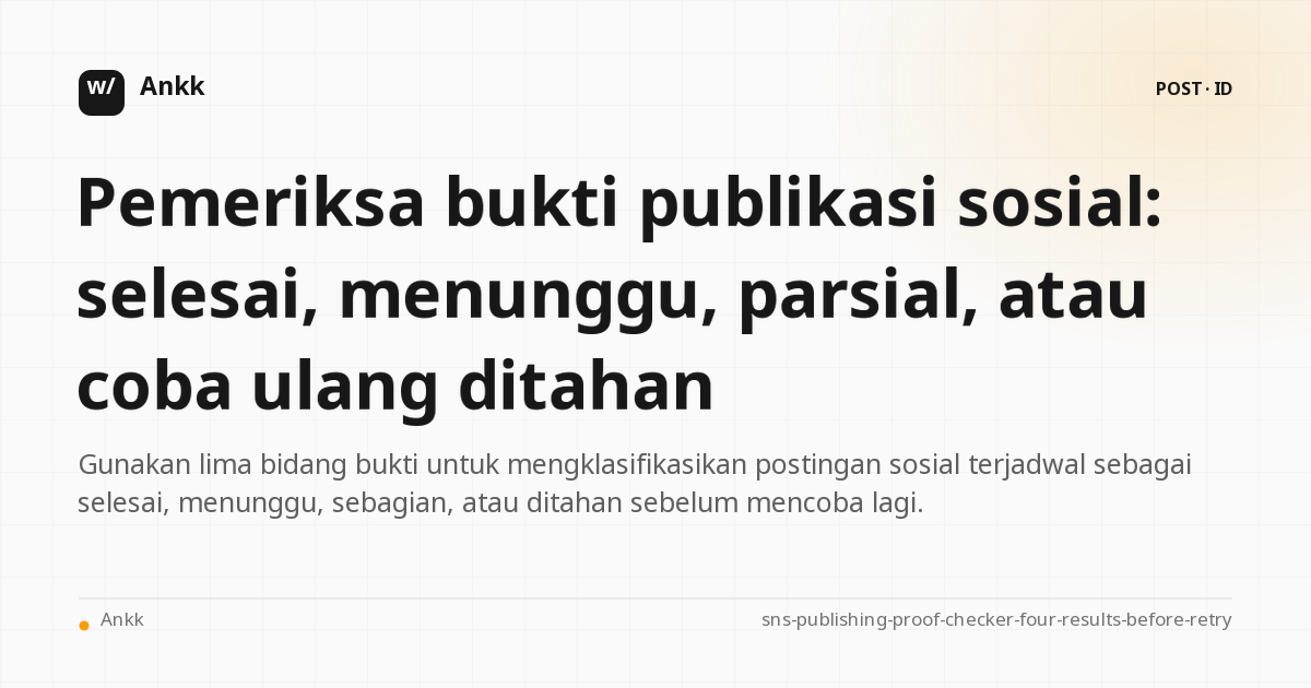 Lima bidang bukti penerbitan sosial dan percobaan ulang penerbitan sebagian menunggu tabel keputusan menunggu penyelesaian