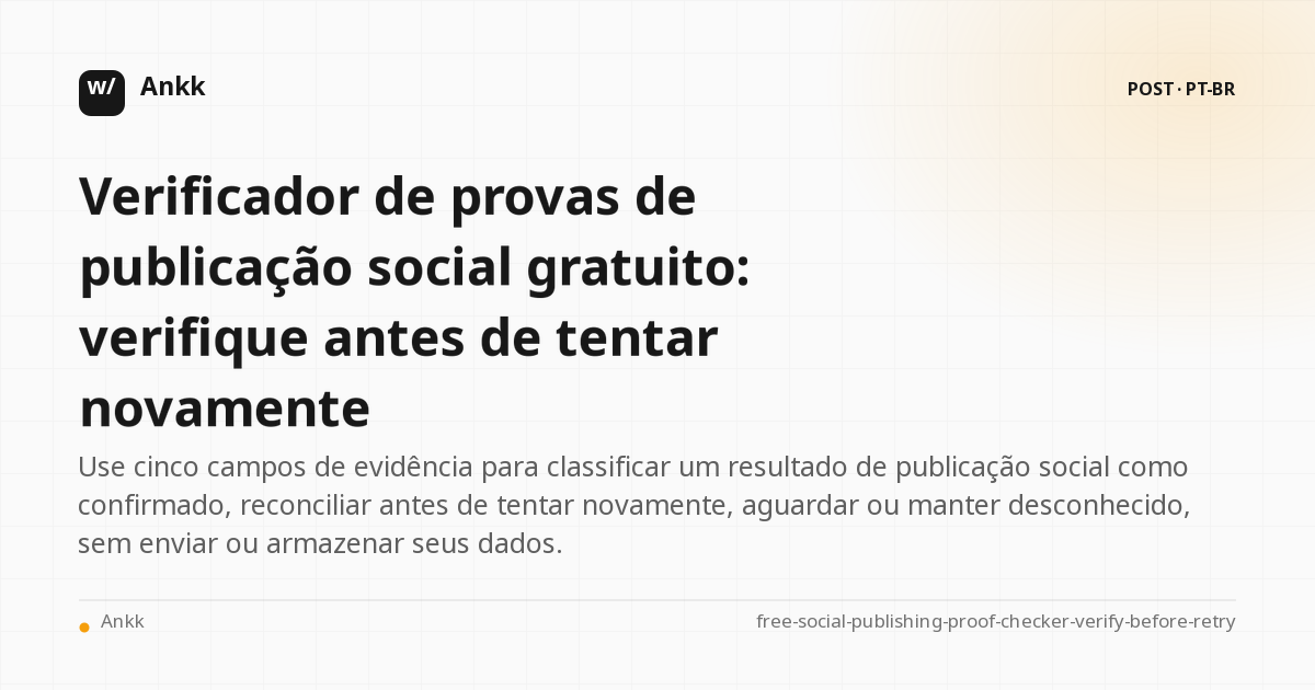Verificador gratuito de provas de publicação social com quatro decisões de repetição baseadas em evidências