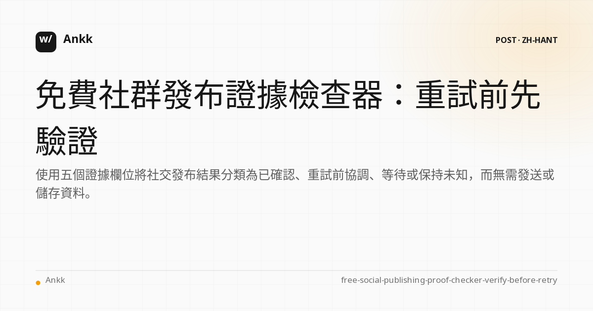 免費的社交出版證明檢查器，具有四個基於證據的重試決策